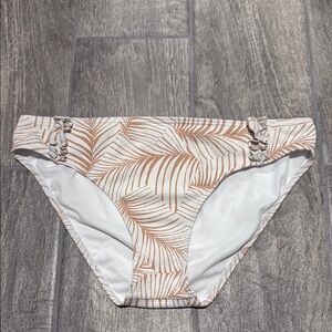 Roxy White and Tan Leaf Print Bikini Bottom